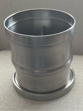 Metal Utensil Crock in Silver w/utensils
